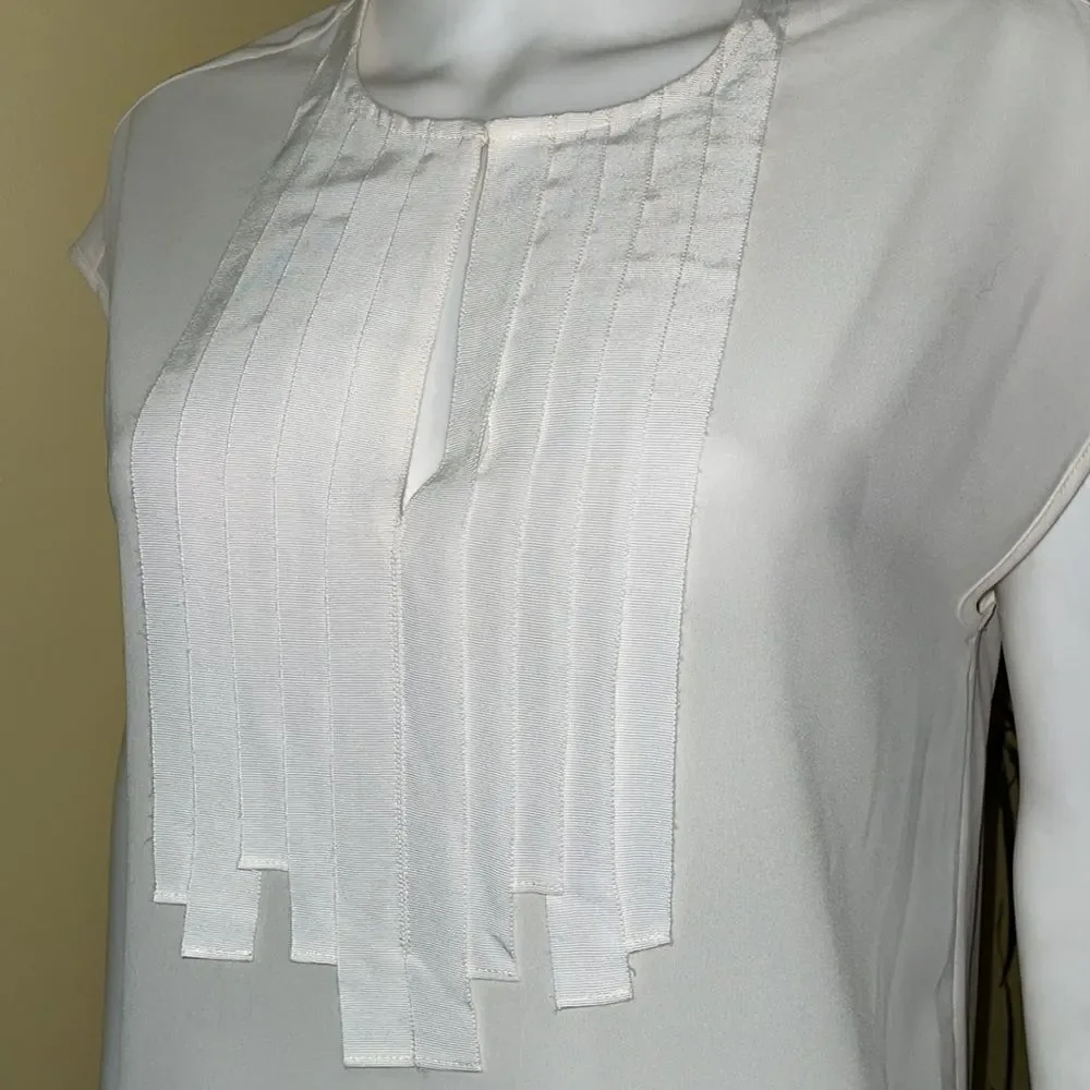 J Crew 2P Off White Blouse Fancy Trim